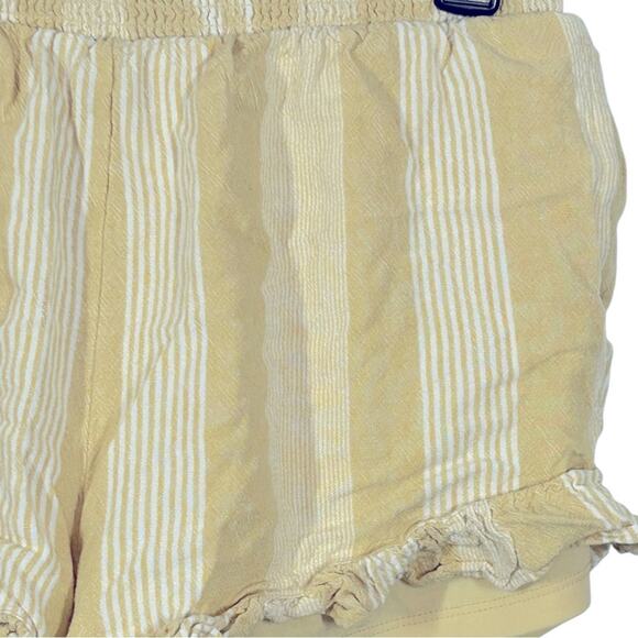 American Eagle Linen Blend Ruffle Runner Shorts Yellow Striped Size Small - Picture 5 of 13